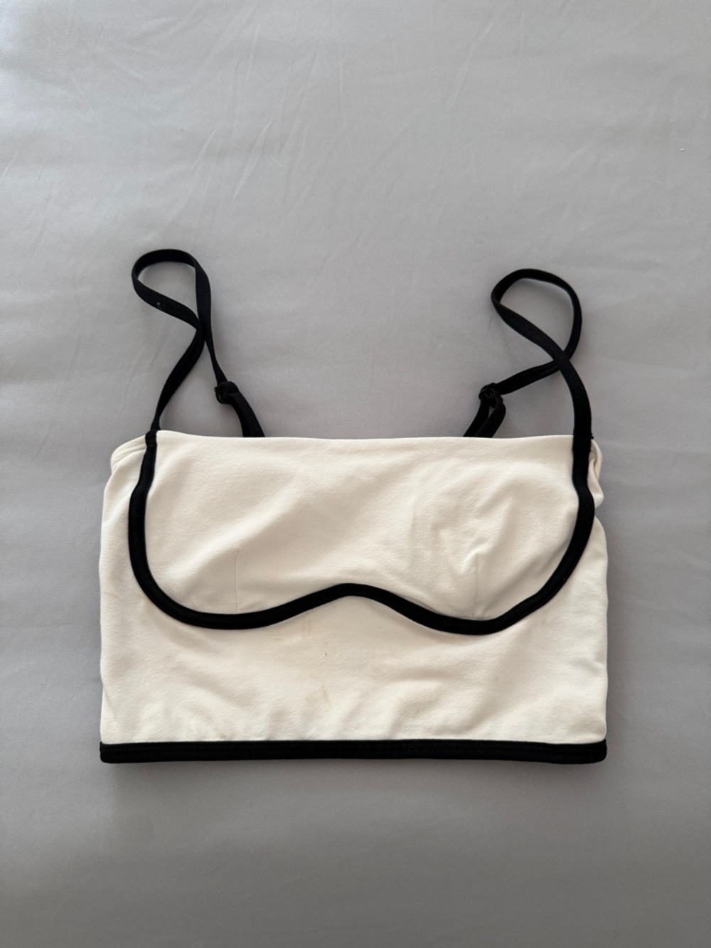 ALO Yoga Cream Bralette Tank with Black Trim and Straps